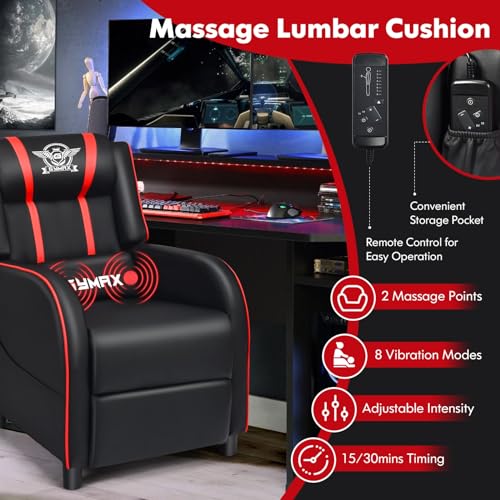 Pink Massage Gaming Recliner with Adjustable Footrest C1144
