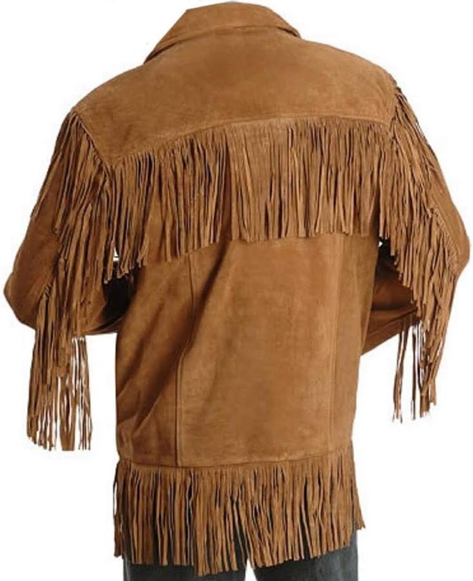Brown Suede Leather Cowboy Jacket with Fringe Z28513