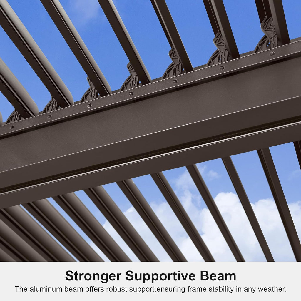 11' × 13' Louvered Aluminum Pergola with Roller Blinds D493