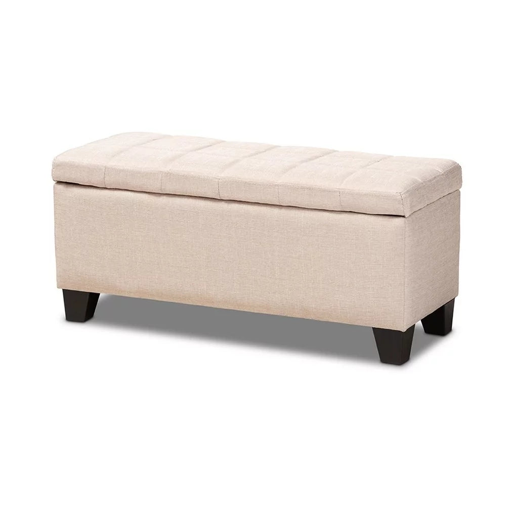 Beige Fabric Upholstered Storage Ottoman V2122