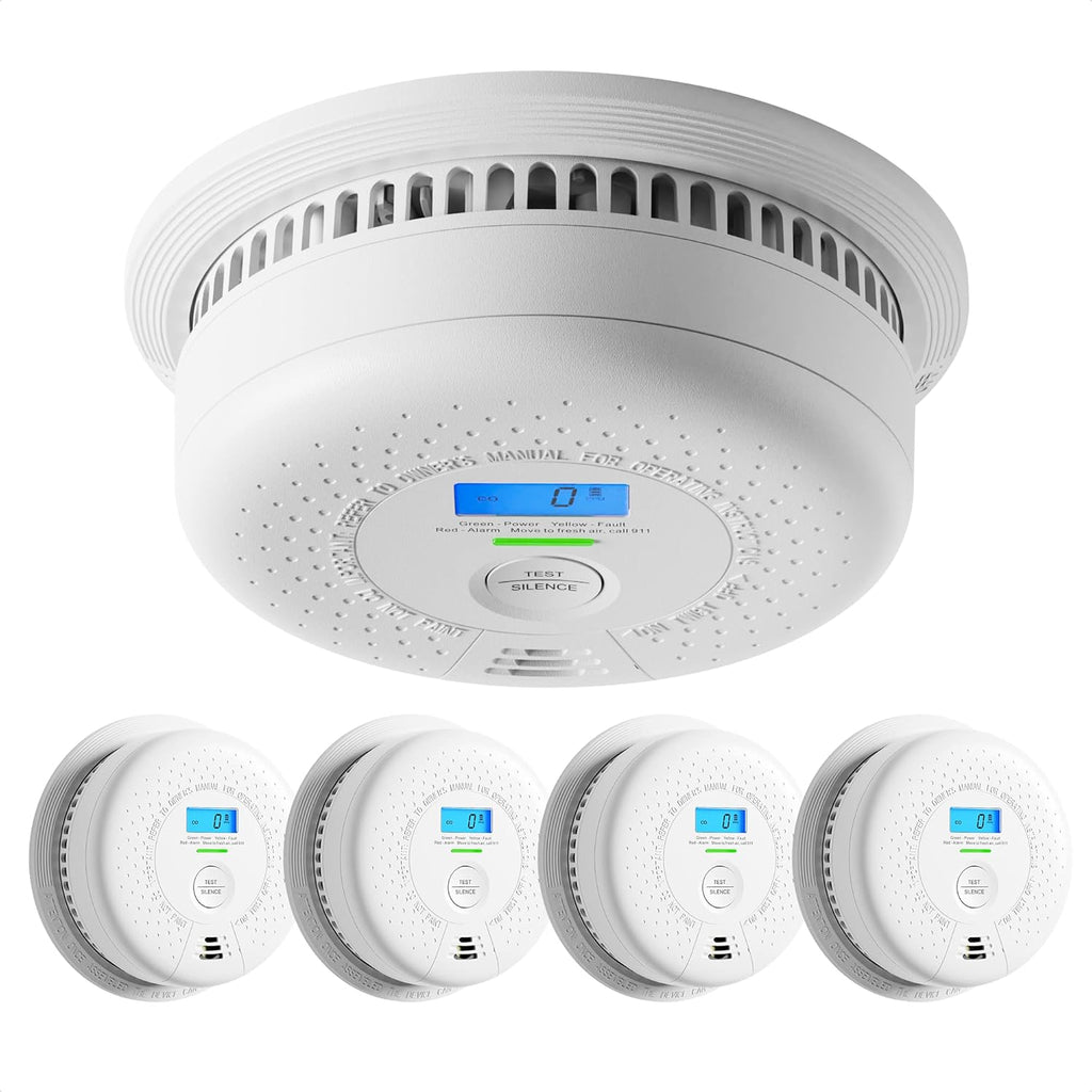 10-Year Battery Smoke and Carbon Monoxide Alarm with Display, 5-Pack J63530