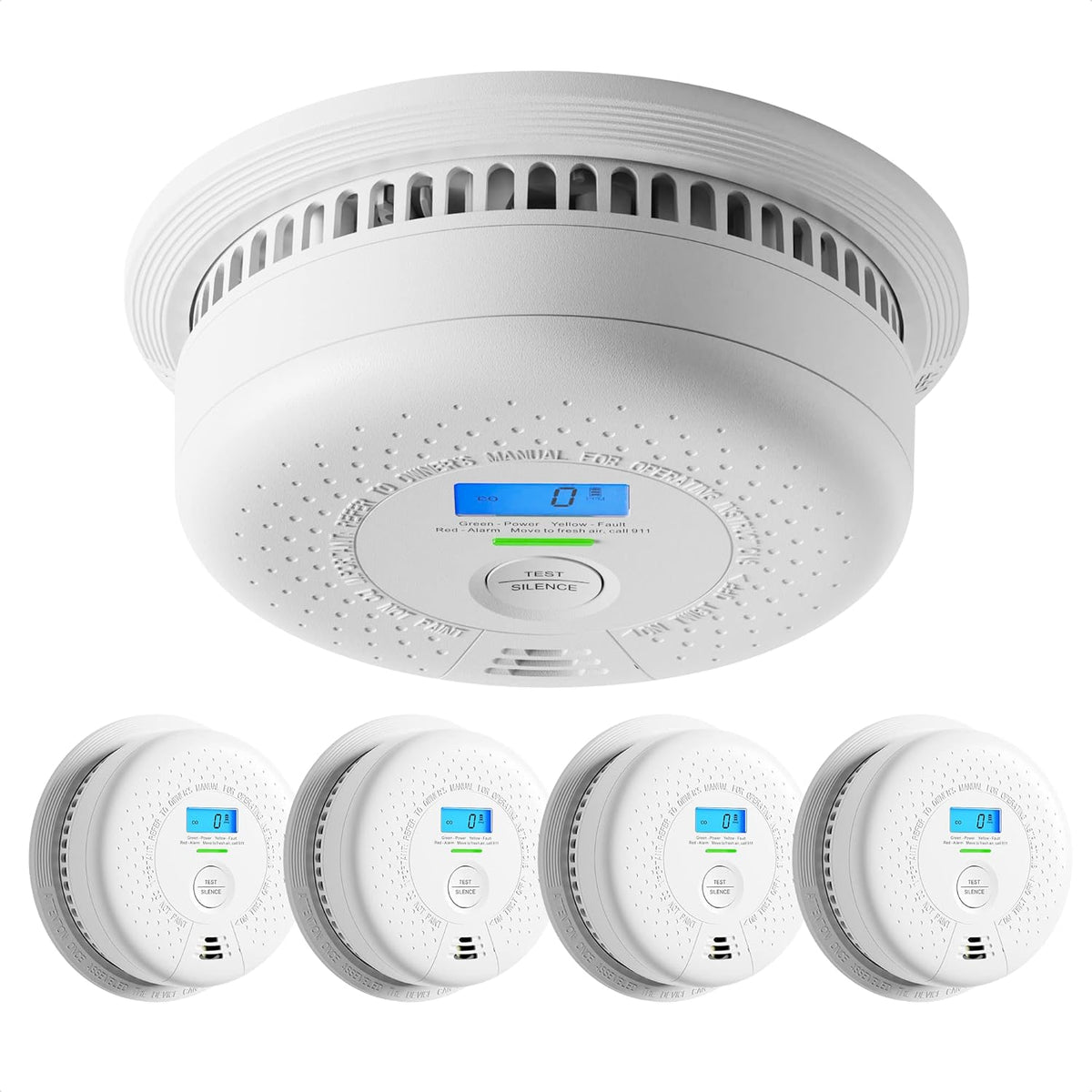 10-Year Battery Smoke and Carbon Monoxide Alarm with Display, 5-Pack J63530