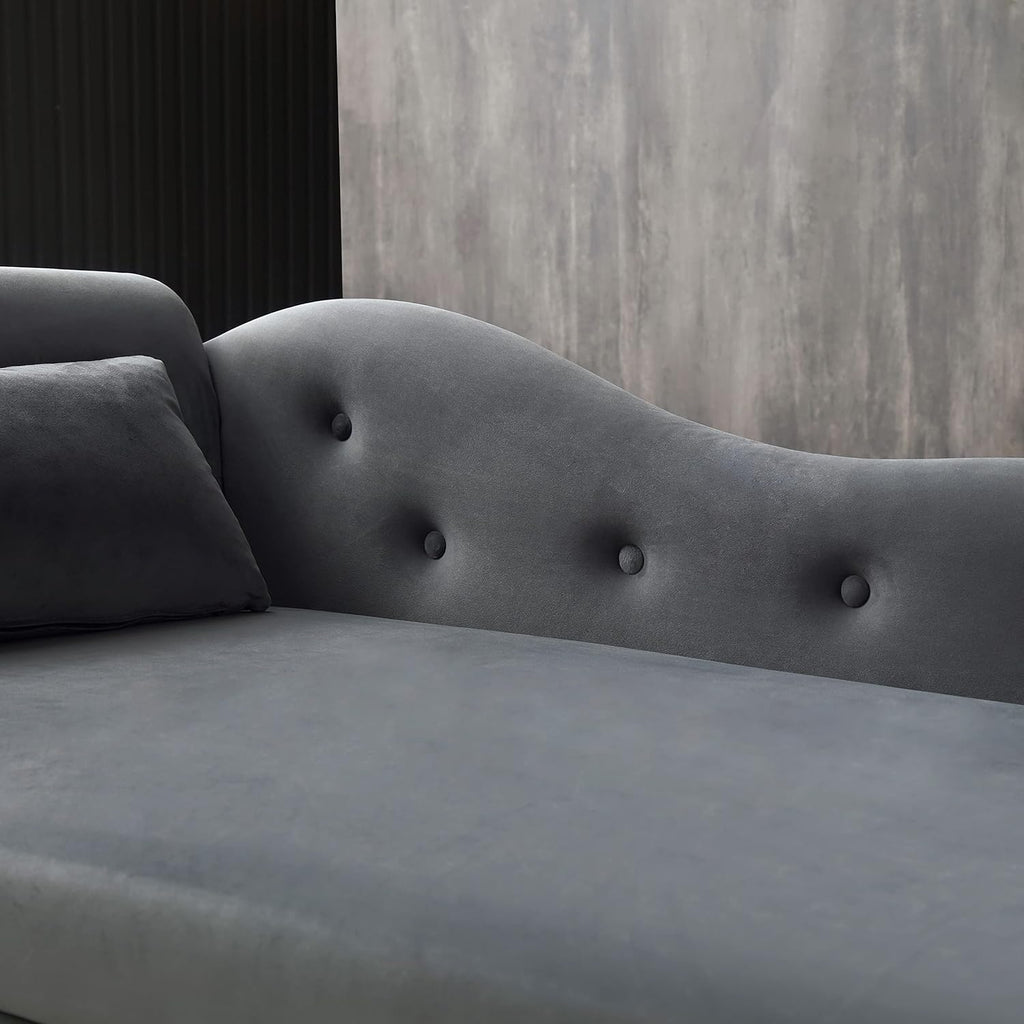 Gray Velvet Chaise Lounge Chair with Storage Z823