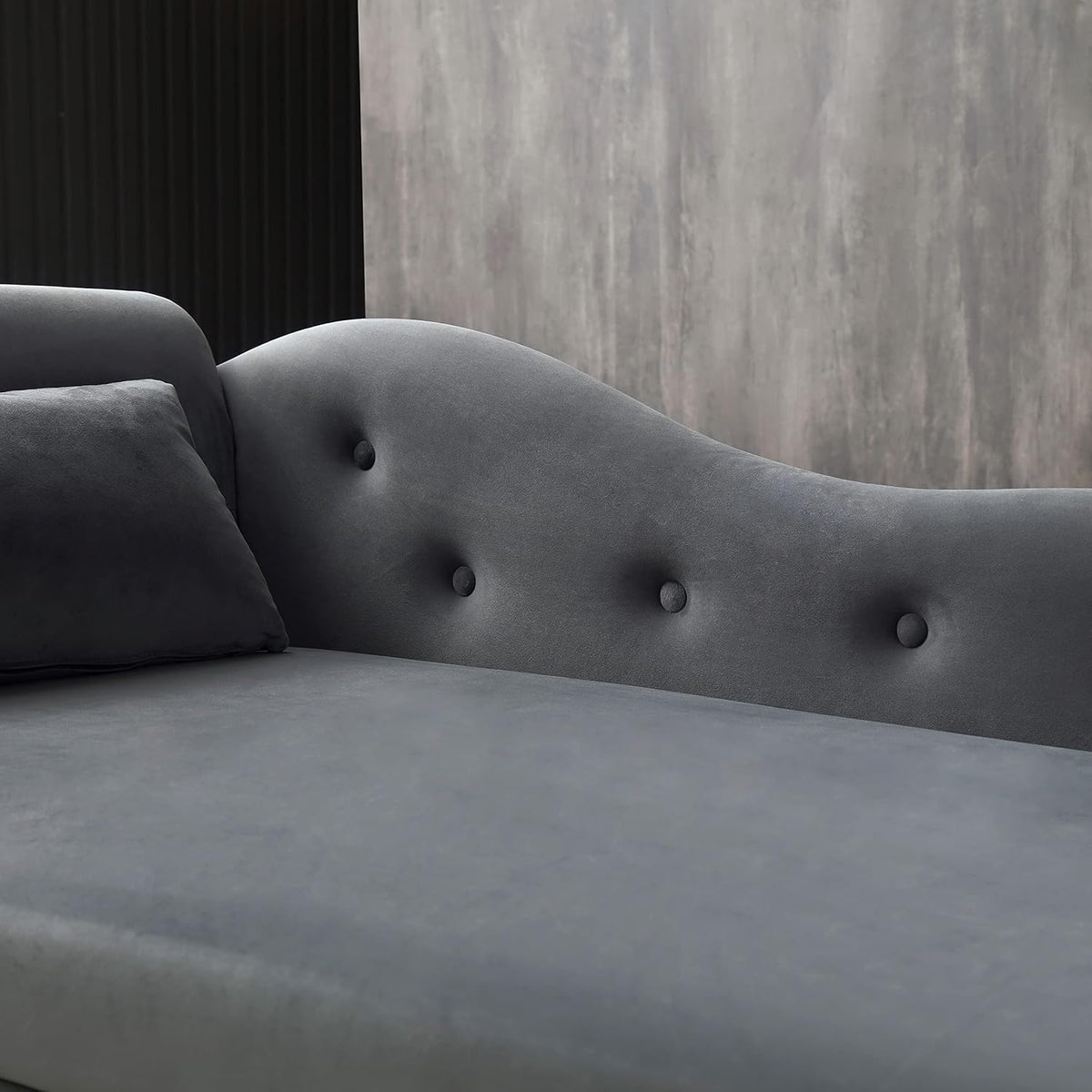 Gray Velvet Chaise Lounge Chair with Storage Z823