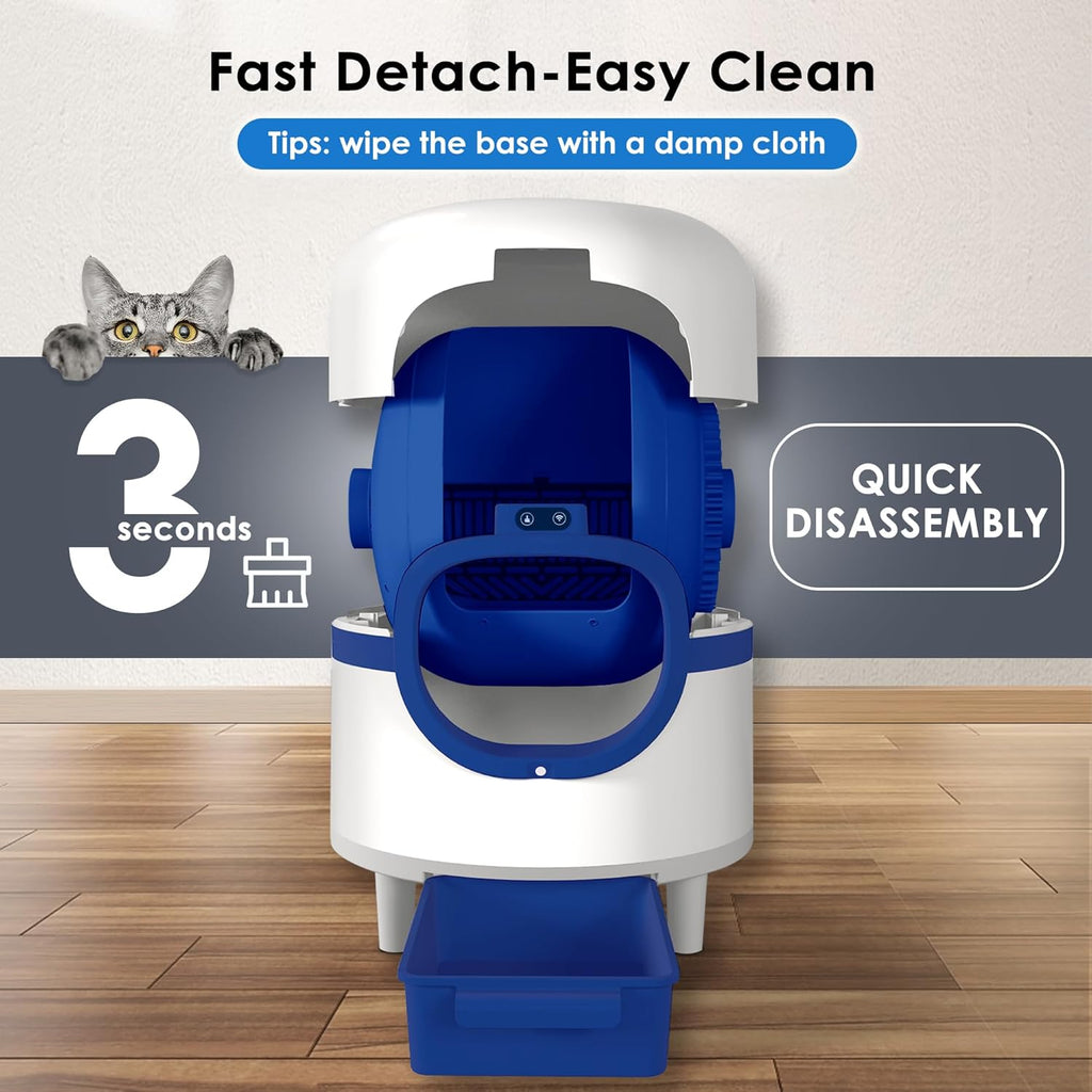 White & Blue Self Cleaning Automatic Cat Litter Box with 2 Rolls Garbage Bags P99947