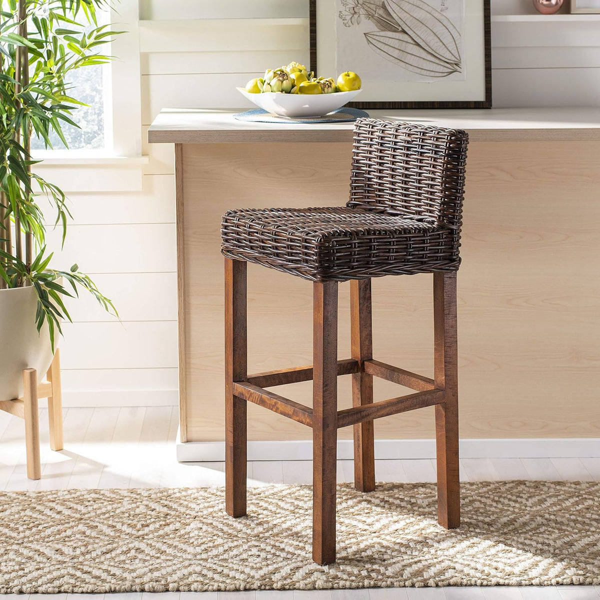 Cappuccino Wicker Bar Stool D754