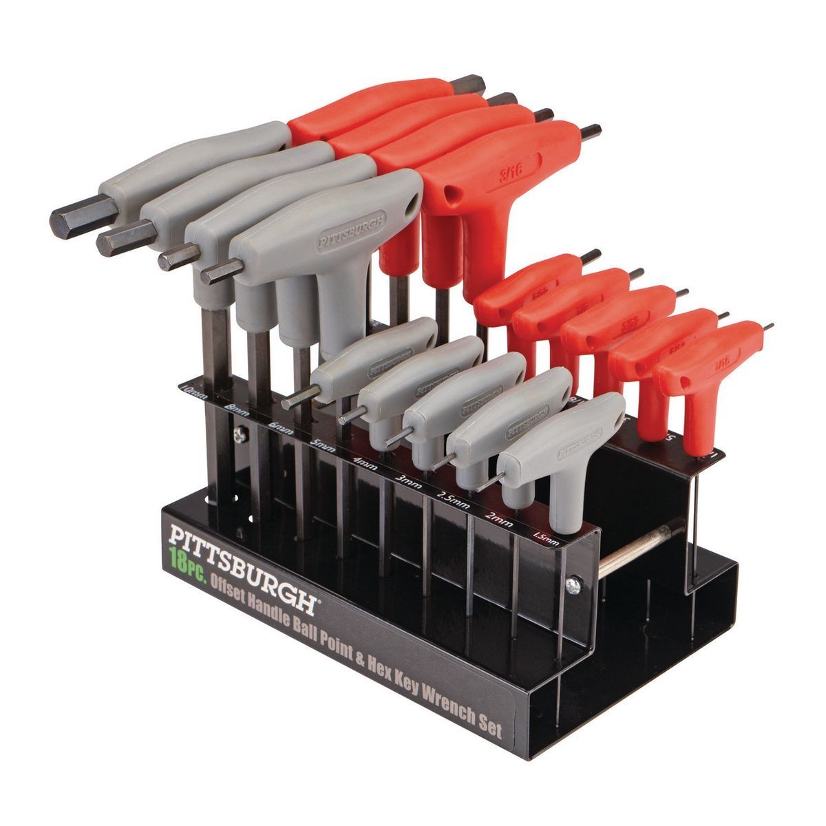 SAE and Metric T-Handle Ball End Hex Key Set, 18-Piece I585