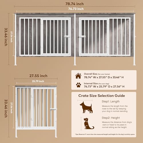 63 Inch Wooden Dog Cage with Divider T666