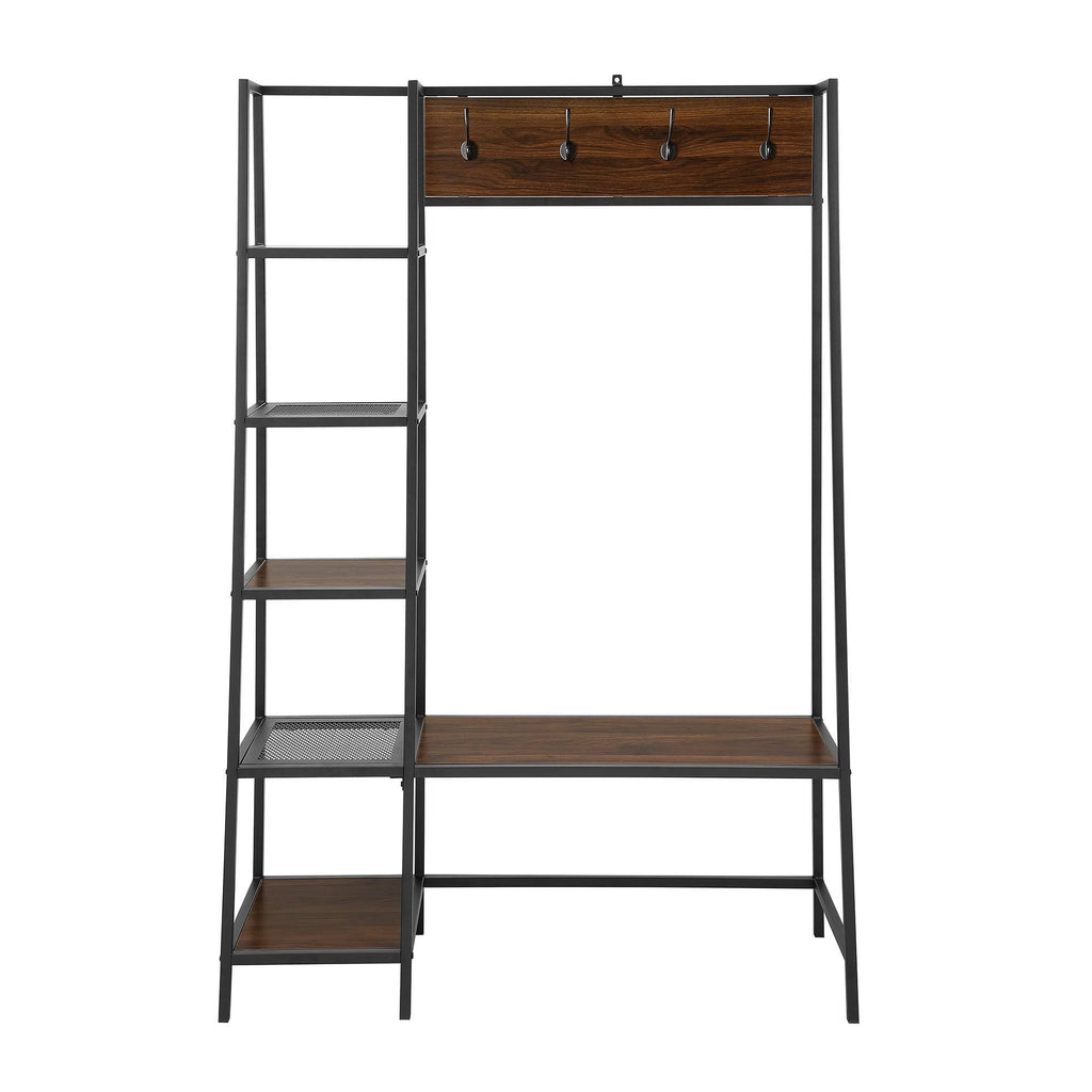 72 inch Dark Walnut Hall Tree with Storage P7166