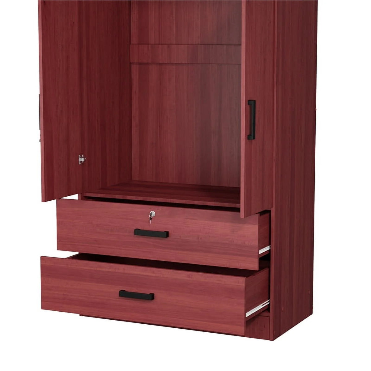Mahogany Armoire Wardrobe with Mirror & Drawers F13988