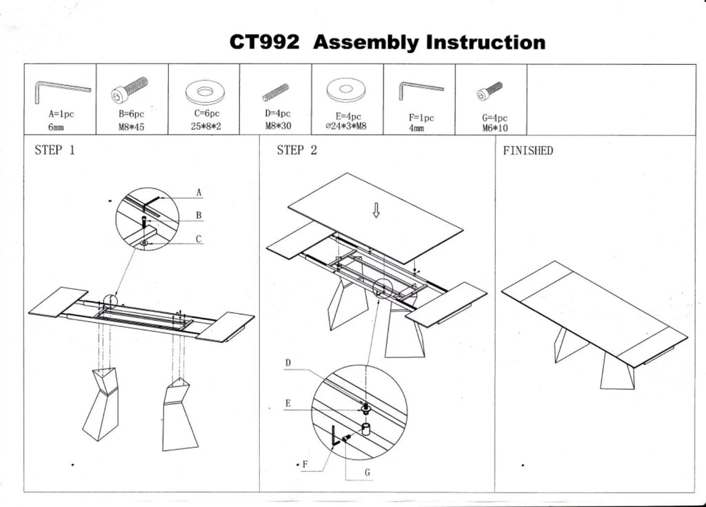 White Extendable Glass Dining Table C640228
