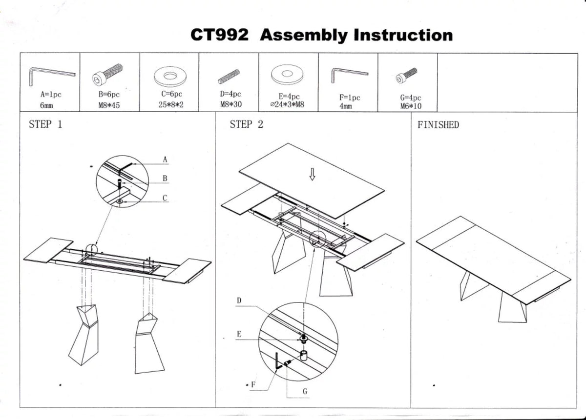 White Extendable Glass Dining Table C640228