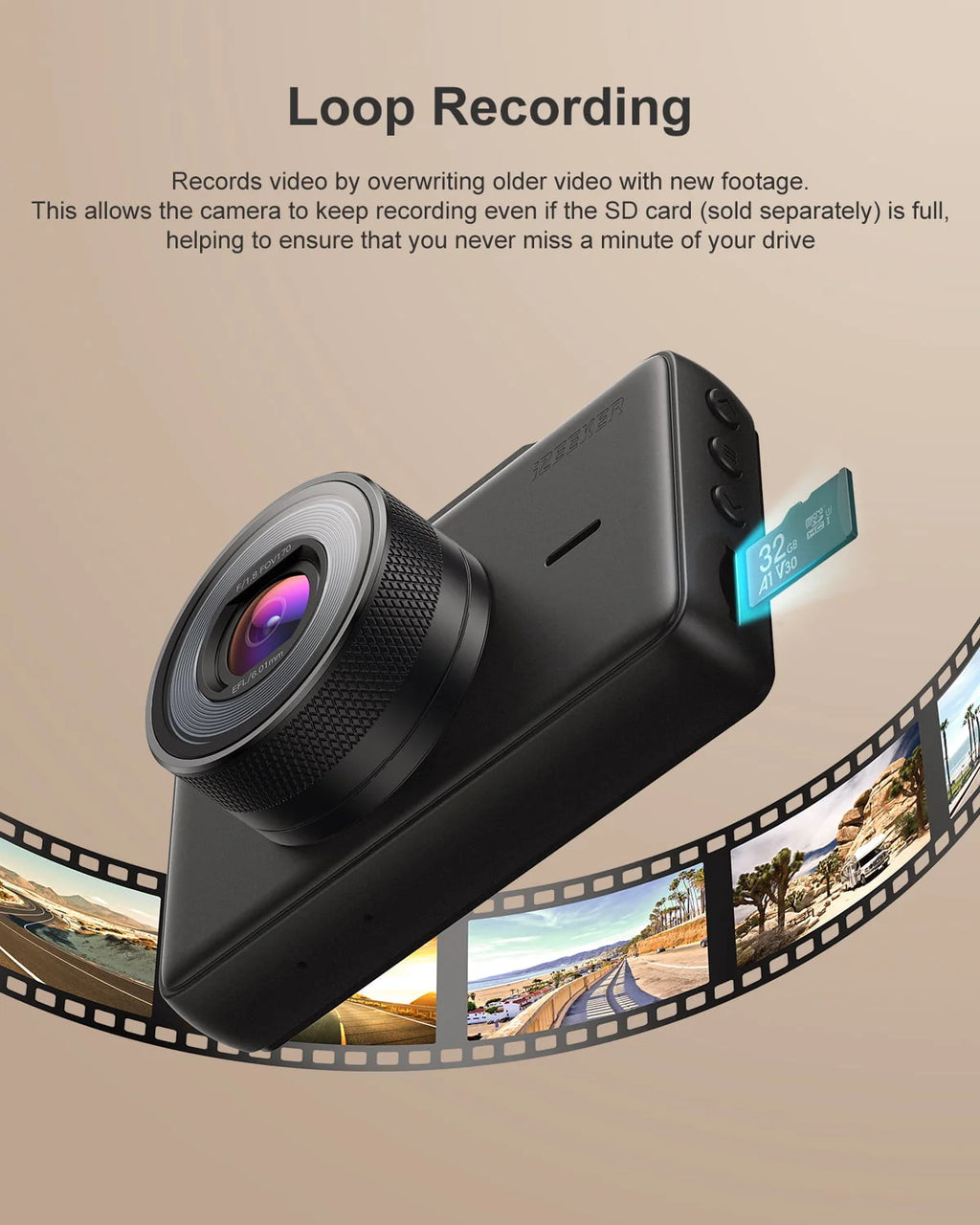 1080P Dash Cam with Night Vision, 3 Inch LCD, 170° Wide Angle D78106