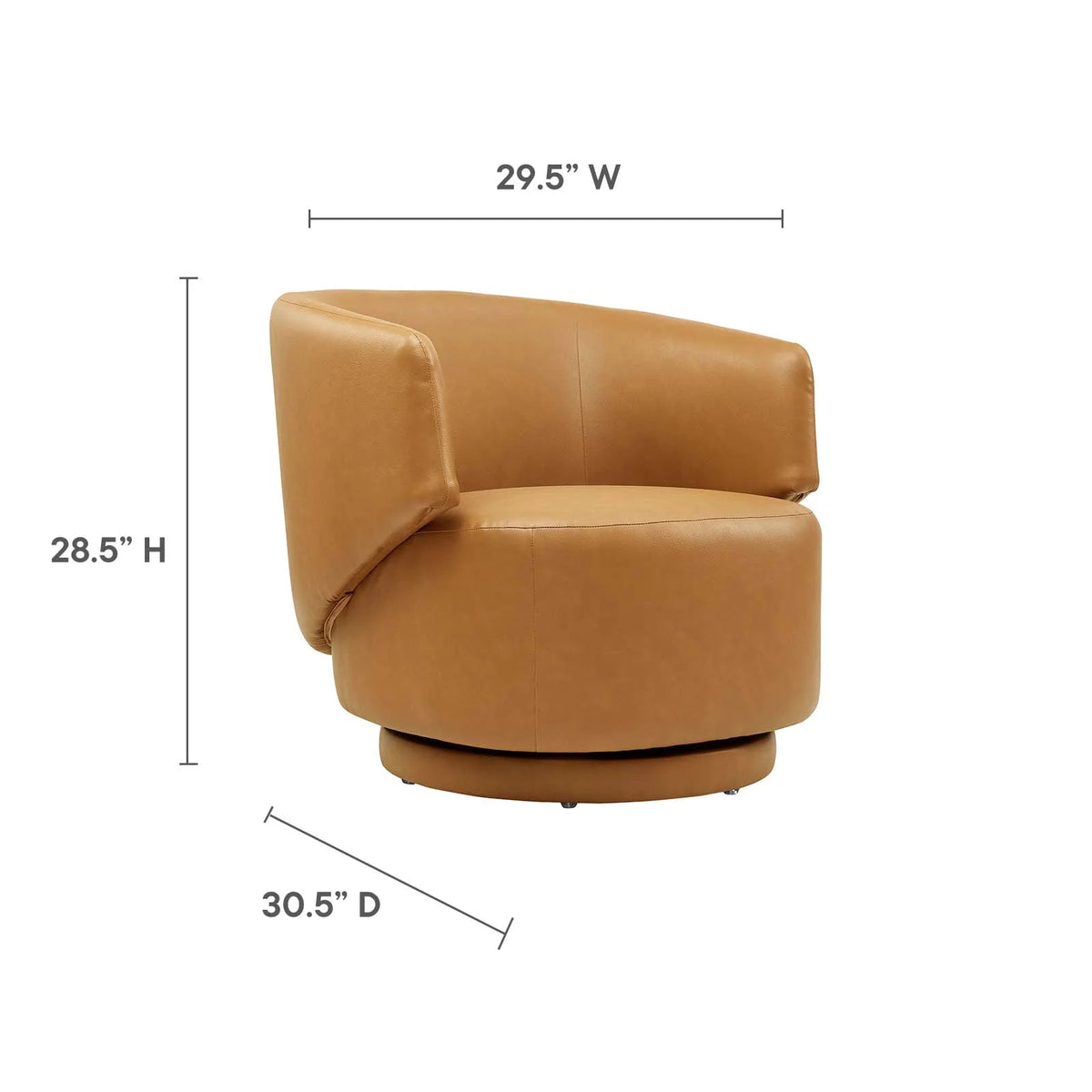 Tan Vegan Leather Fabric and Wood Swivel Chair Z484601