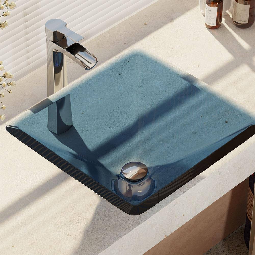Glass Vessel Bathroom Sink with Vessel Faucet U302149