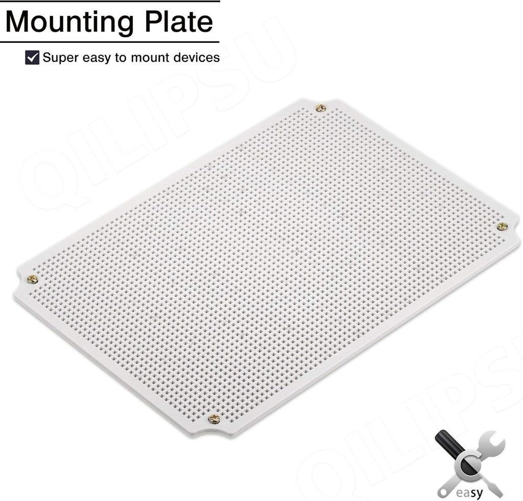 Hinged Cover Stainless Steel Latch Junction Box with Mounting Plate, ABS Plastic IP67 Waterproof Dustproof Enclosure Grey L5593