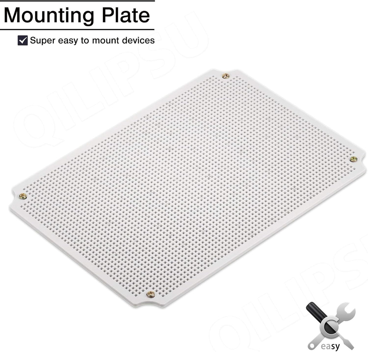 Hinged Cover Stainless Steel Latch Junction Box with Mounting Plate, ABS Plastic IP67 Waterproof Dustproof Enclosure Grey L5593