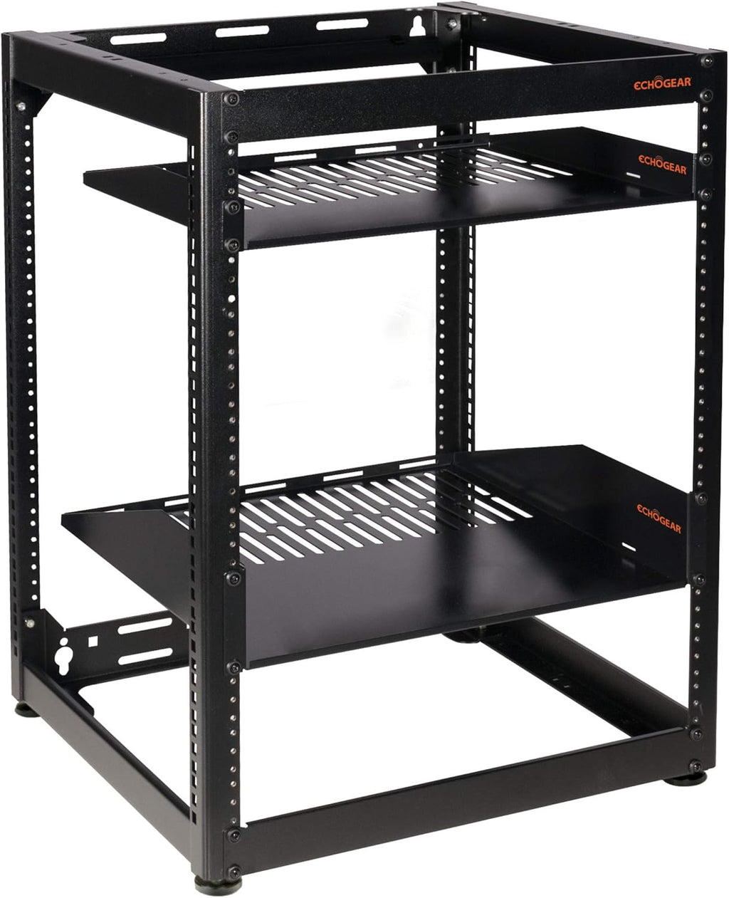 15U Open Frame 4 Post Rack with 2 Vented Shelves R167