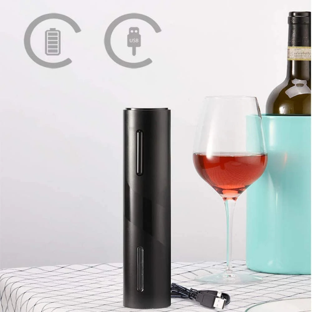 Rechargeable Electric Wine Opener Set with Foil Cutter, Vacuum Stopper and Wine Aerator Pourer M594625