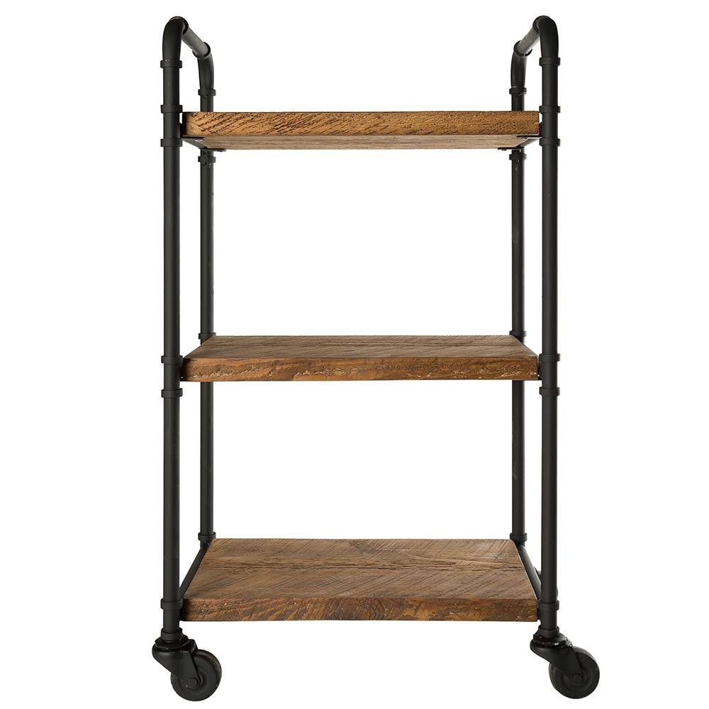 Black Steel Base with Wood Top Kitchen Cart S2228