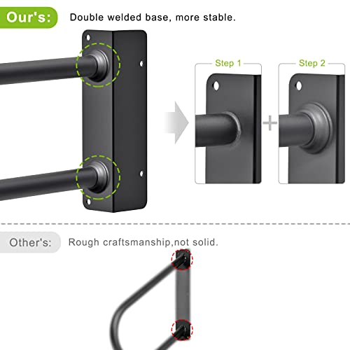 Heavy Duty Handrail Jamb-Mount Handrail for 1-3 Steps Fully Welded Iron Handrail 28'' Long 1.3'' Dia Q6914
