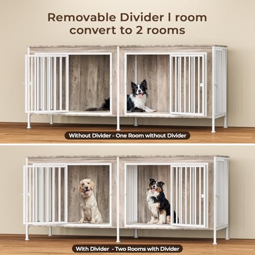 63 Inch Wooden Dog Cage with Divider T666