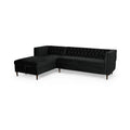 Black Velvet Sectional Sofa with Storage Chaise Q272449