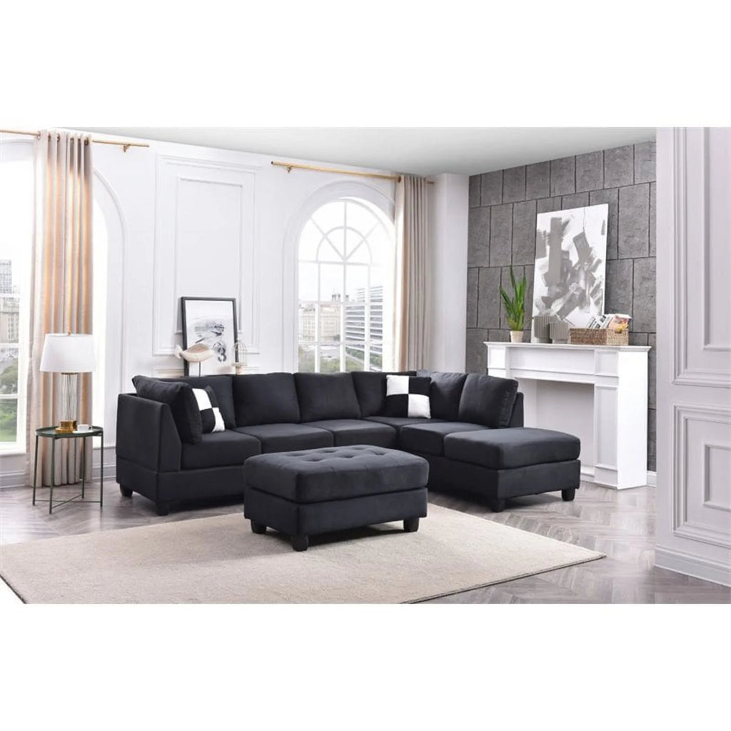 Black Microsuede Sectional X129384