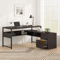 Cherry L-Shaped Computer Desk with Bookshelf and File Cabinet S638