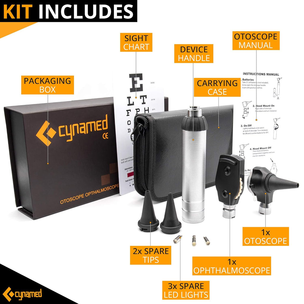 2-in-1 Ear Scope Set with Sight Chart, Replacement Tips, and Carry Case S4331
