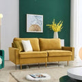 Yellow Velvet Square Arm Sofa Q9254
