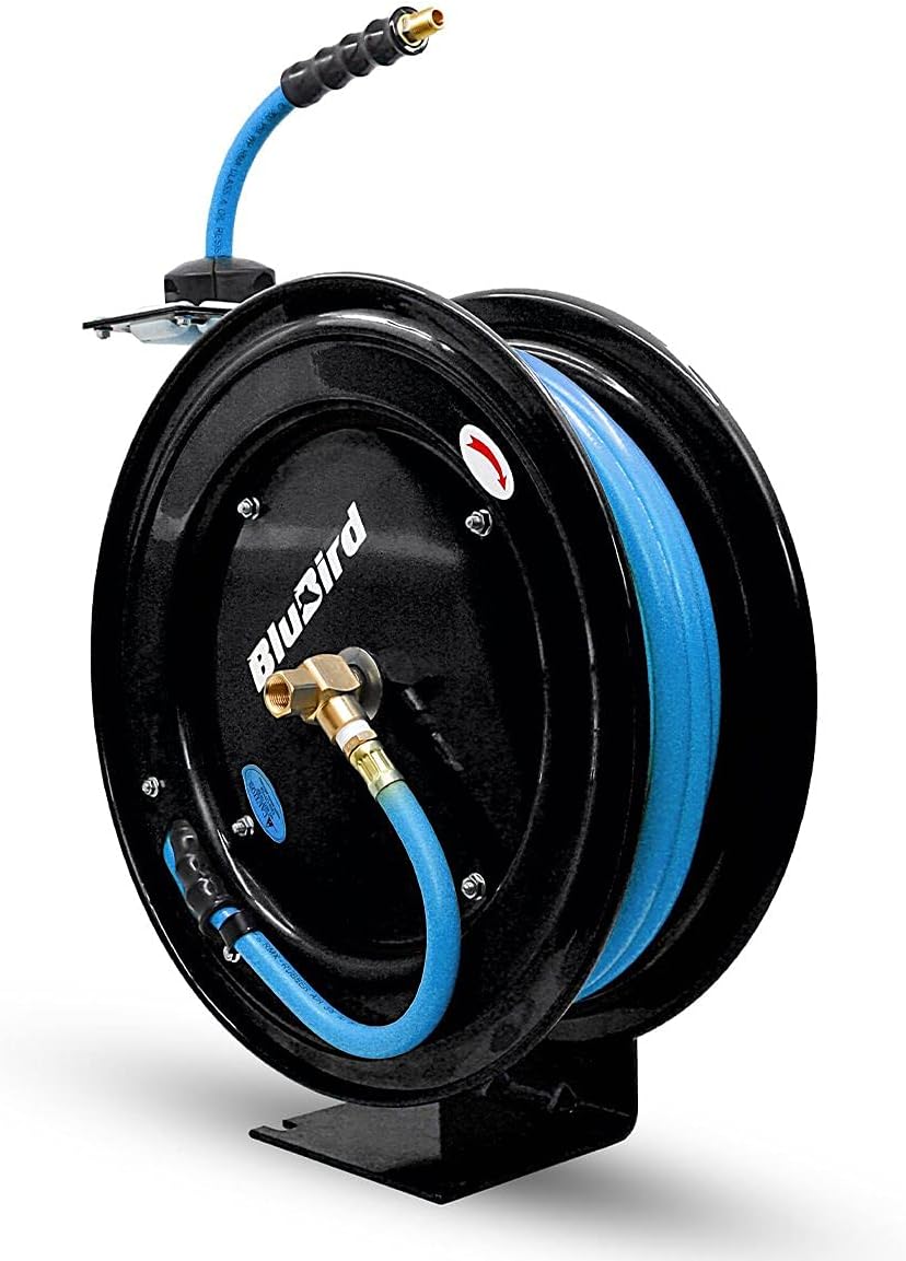 Retractable Hose Reel with 1/2" X 50' Air Hose, 300 PSI D736