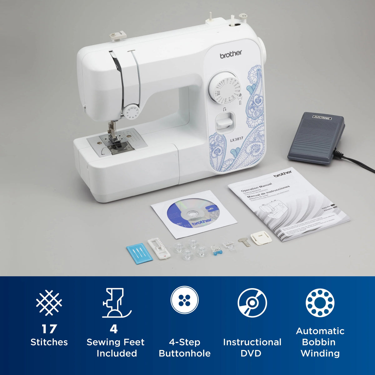 Portable Full-Size 17-Stitch Sewing Machine M72481