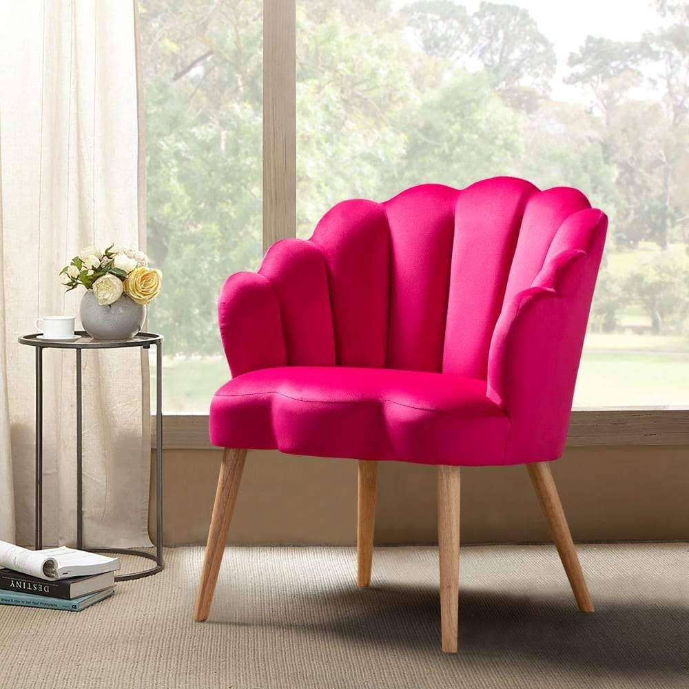 Green Scalloped Velvet Arm Chair Y48915