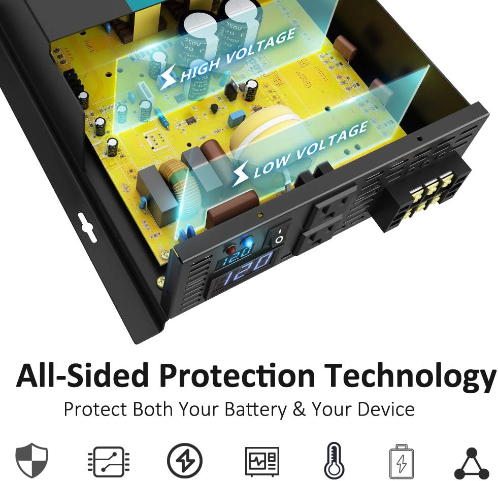 3000W 48V 120V Pure Sine Wave Power Inverter with 2 AC Outlets D5958