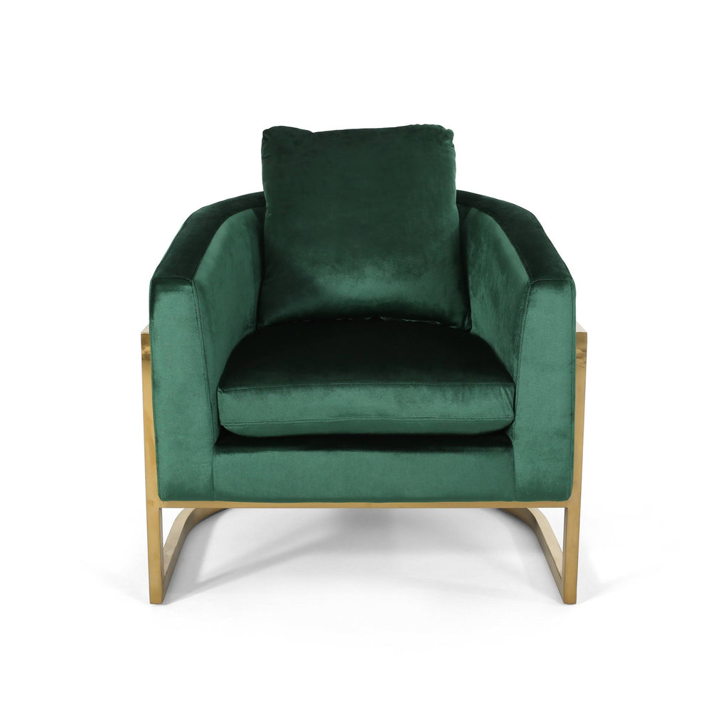Emerald Velvet Armchair with Stainless Steel Frame L963522