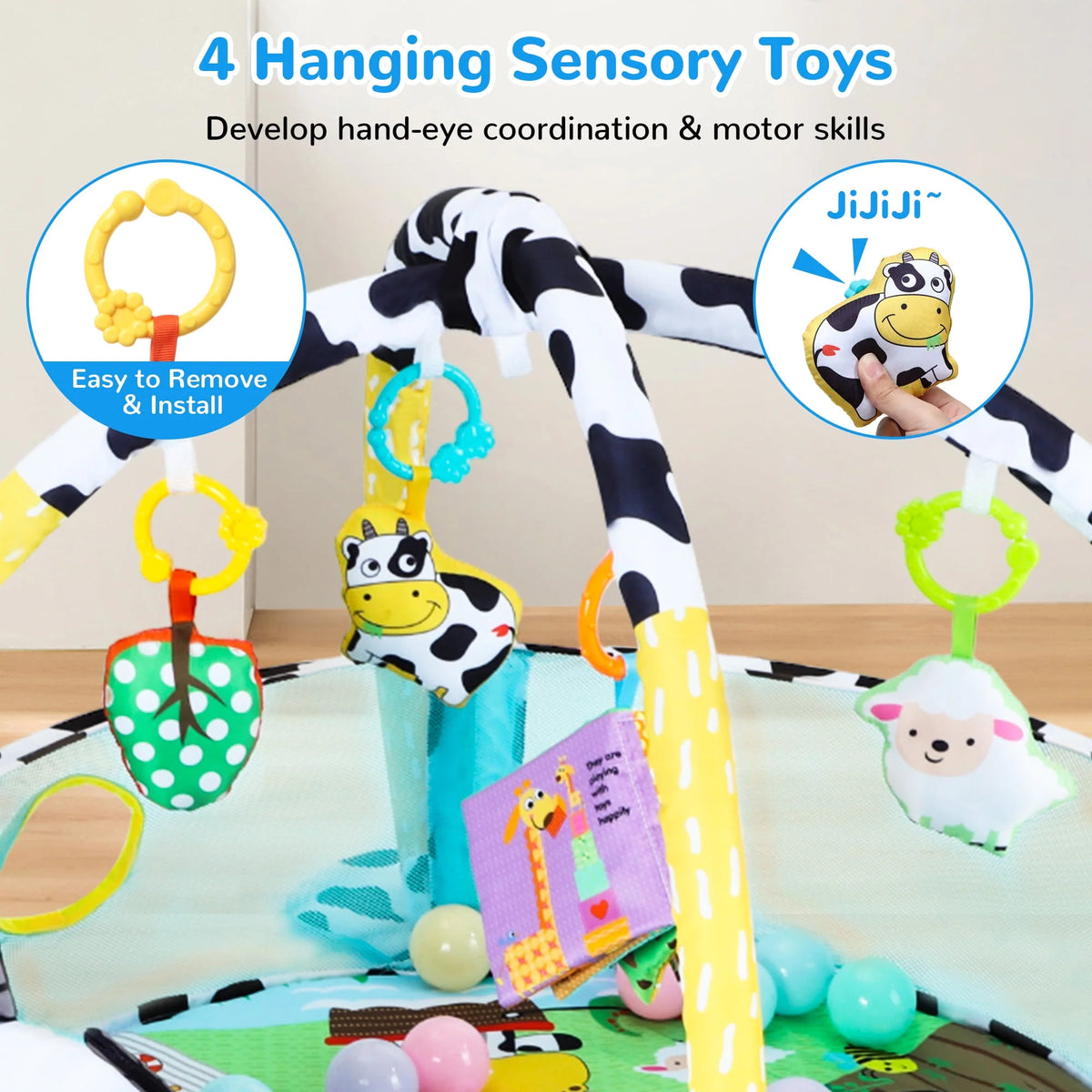Baby Play Mat with 4 Hanging Toys 30 Balls Y430945