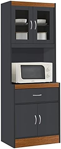 White Kitchen Cabinet with Microwave Storage S45873