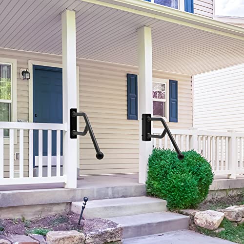 Heavy Duty Handrail Jamb-Mount Handrail for 1-3 Steps Fully Welded Iron Handrail 28'' Long 1.3'' Dia Q6914