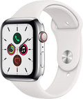 44mm Stainless Steel Apple Watch Series 5 with White Sport Band Z253
