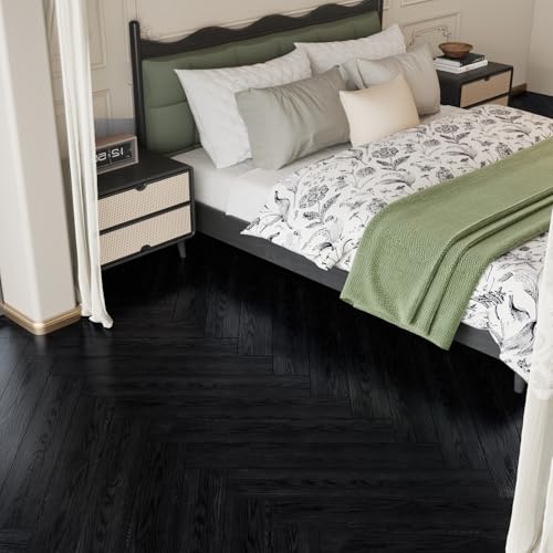 24-Pack Black Vinyl Plank Flooring 6"x36" Self Adhesive H88047