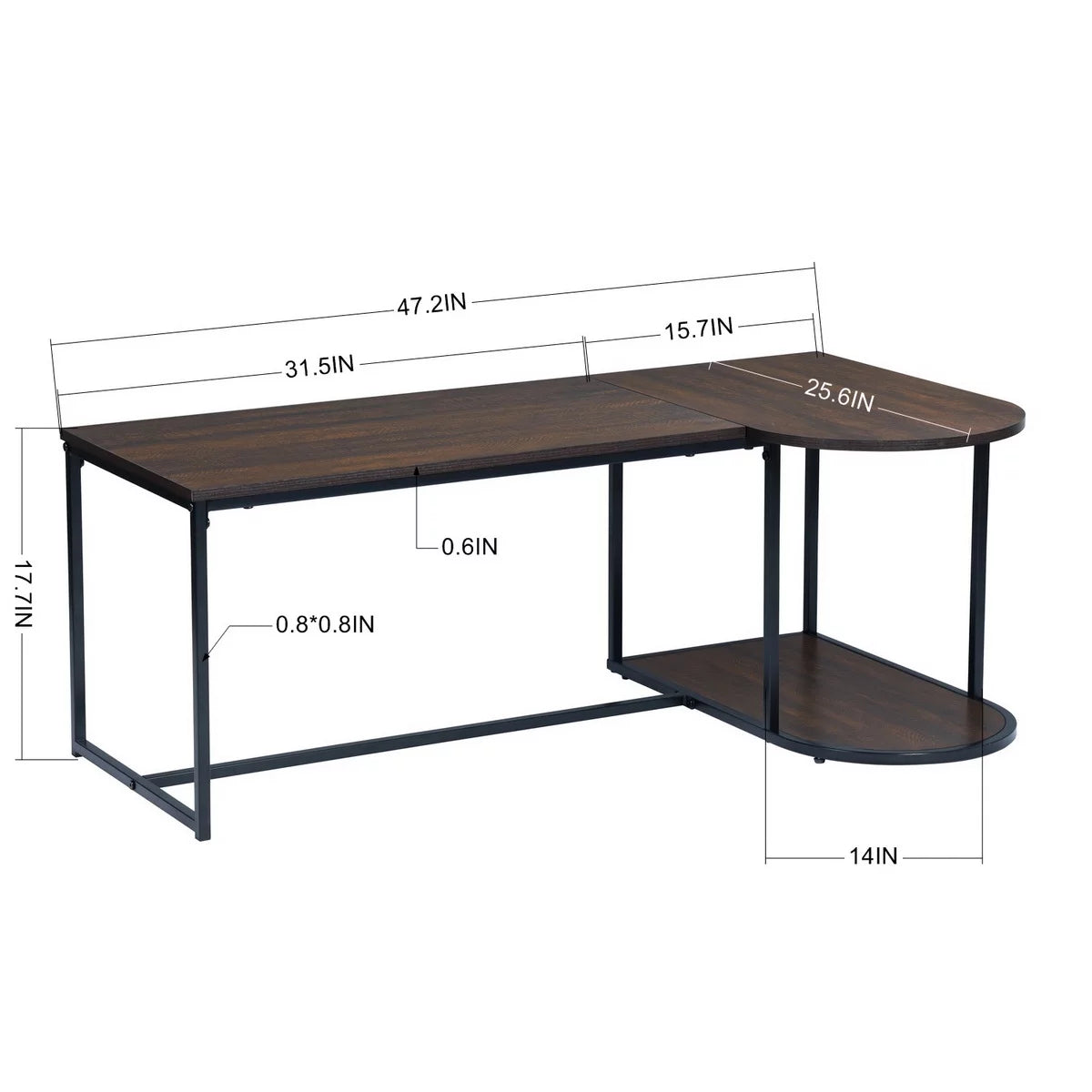 47.2'' Rectangular Wood Grain Top Coffee Table with Metal Frame X930