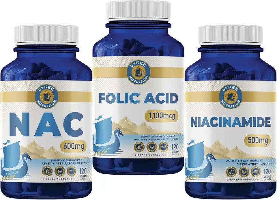 NAC, Folic Acid & Niacinamide 3-Pack Vegan Non-GMO C925