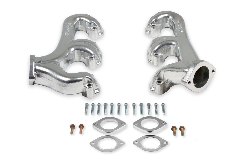 Cast Iron Exhaust Manifolds 2-1/2" Outlet Silver Ceramic Coated Y640799