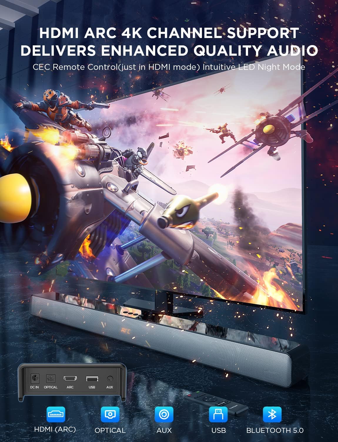 SoundBars for TV Speaker 100W, 2.0ch, Bluetooth, Pack of 2 V5064