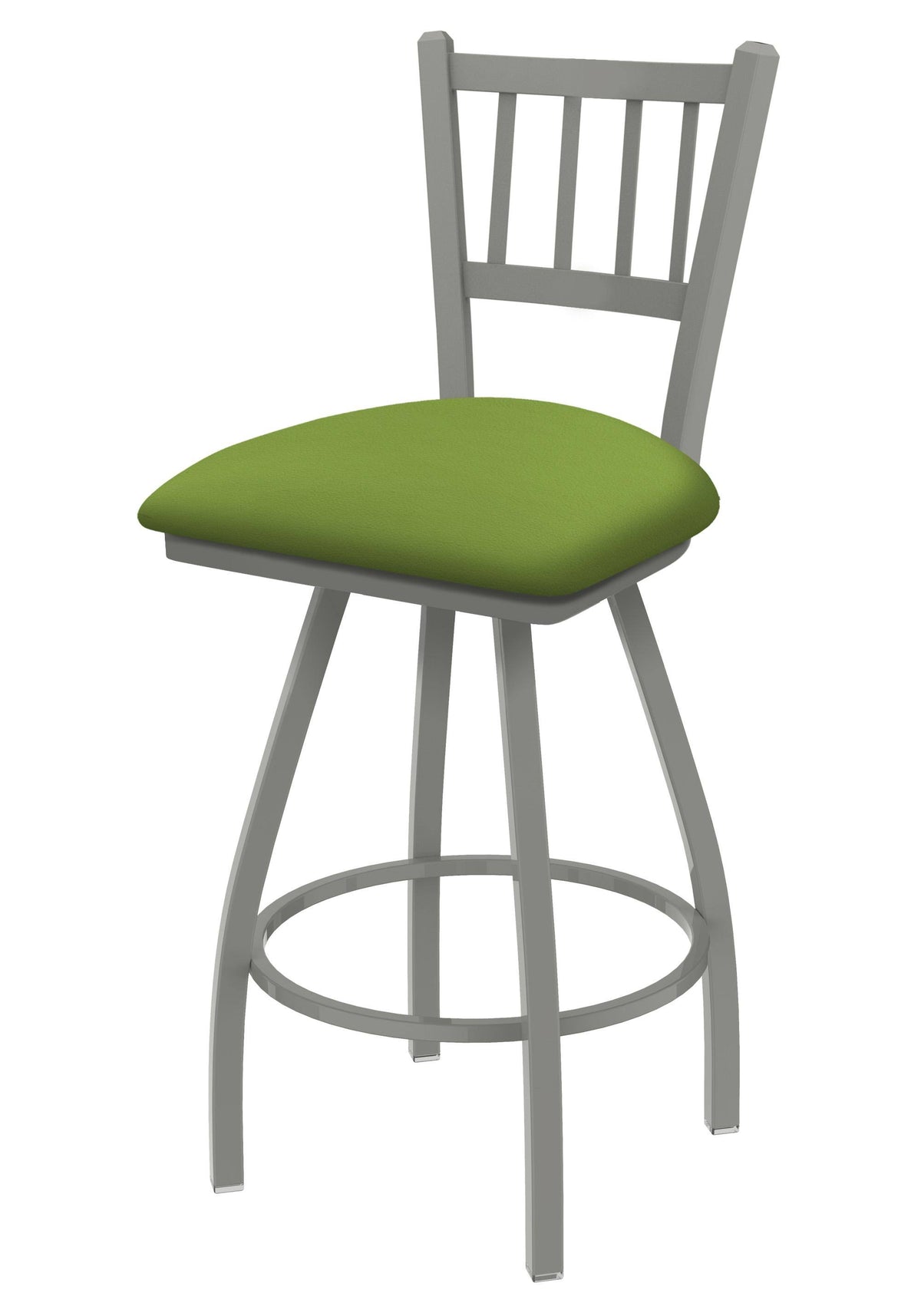 25x22 Swivel Counter Stool with Anodized Nickel Finish and Canter Kiwi Green Seat L352