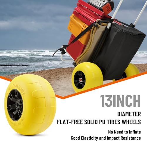 Folding Beach Fishing Cart with Big Balloon Wheels and Storage Bag Z640