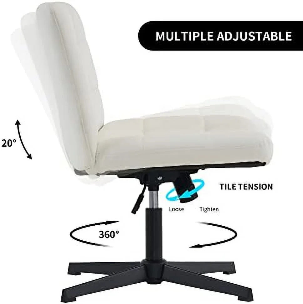 Beige Armless Wide Seat Height Adjustable Swivel Desk Chair A471146