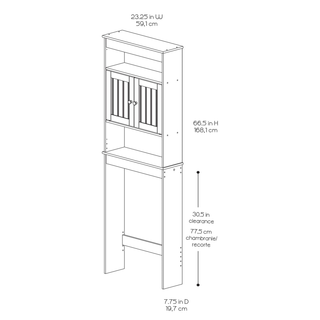 White Bathroom Spacesaver with Cabinet and 3 Shelves F10077