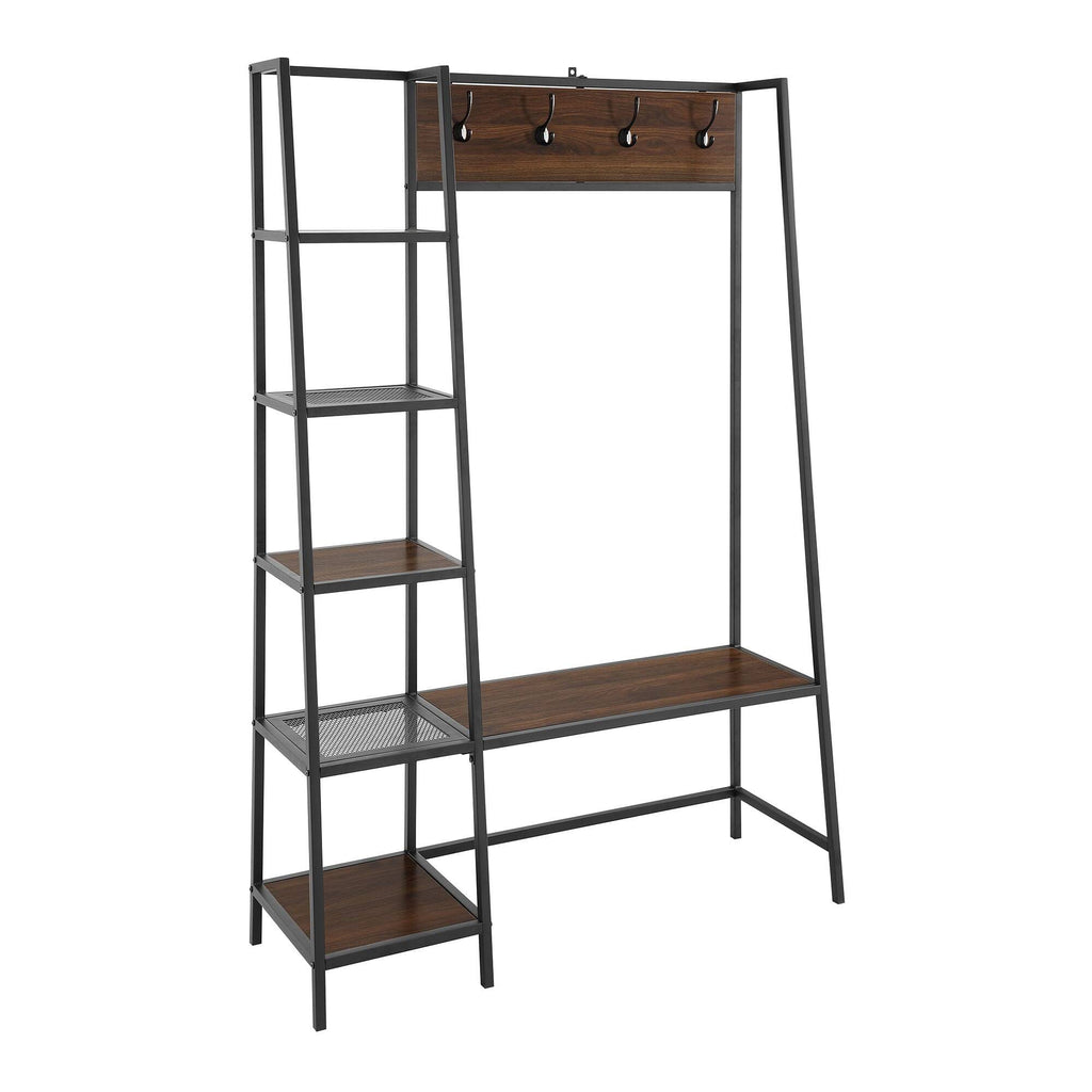 72 inch Dark Walnut Hall Tree with Storage P7166